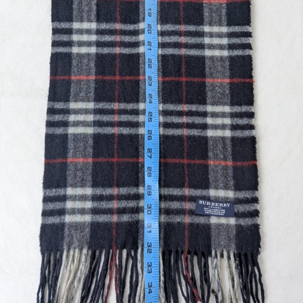 Burberry Lambswool Plaid Check Scarf Black Unisex | Warm & Soft | Quick Ship - Picture 5 of 6